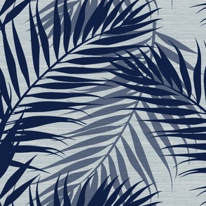 Paradise Palms - White/Seafoam Blue Linen-Grasscloth Wallpaper – New for 2024 