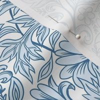 William Morris inspired botanical blue on white normal scale