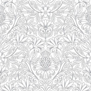 William Morris inspired botanical greige normal scale