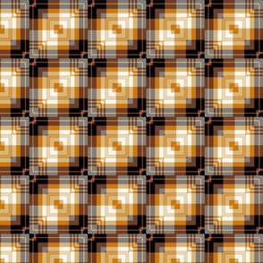 Orange and Black Tartan Tile / Ochre Orange Tartan /Small