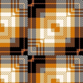 Orange and Black Tartan Tile / Ochre Orange Tartan /Large
