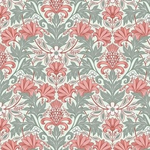 William Morris inspired botanical on sage small scale