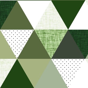 6" triangle wholecloth: sage green, spring green, forest green