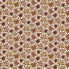 367 - Ditsy scale autumn floral for dollhouse wallpaper, patchwork, quilting, kids apparel and hair accessories