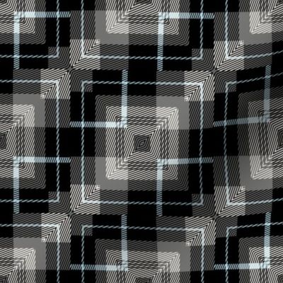 Black, Nickel and Light Blue Tartan Tile / Small