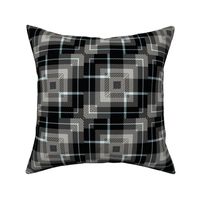 Black, Nickel and Light Blue Tartan Tile /  Medium