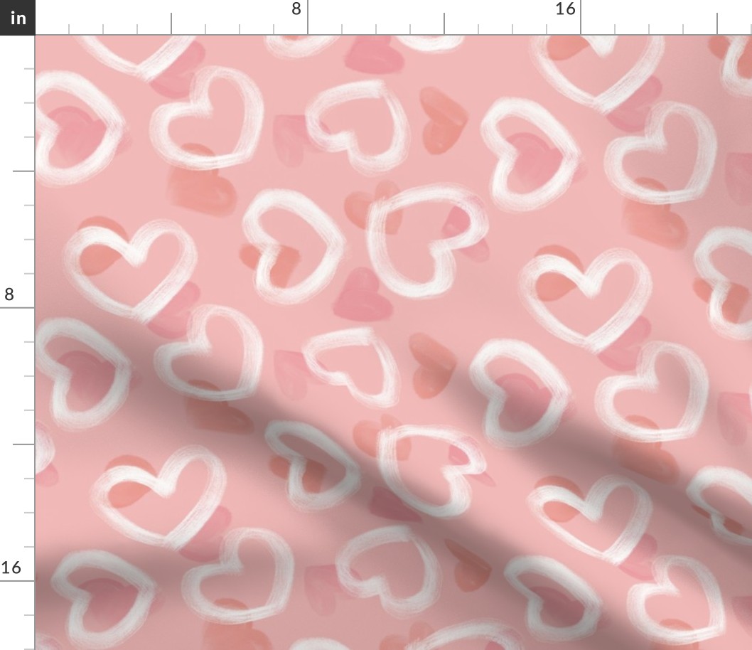 Hearts in Salmon Pink 12 x 7.2