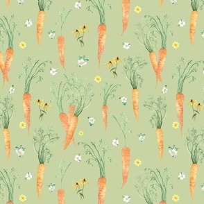 6" Daisy Floral and Easter Spring Carrots in Green by Audrey Jeanne
