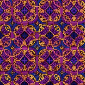Enchanted Swirls - Vibrant Stained Glass Fabric Pattern