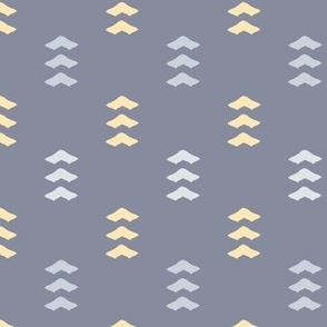 Yellow and Blue Linear Geometric on Periwinkle