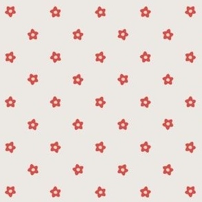 Small Ditsy Daisy Flower Child Simple Spring Floral Blender in Grenadine Red with Soft Pink on White