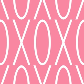 483 -Jumbo large scale XOXO Romance in candy floss pink and white - hugs and kissed for wallpaper, bed sheets, duvet covers, table linen, romantic projects, weddings, baby, nursery, valentines, love 