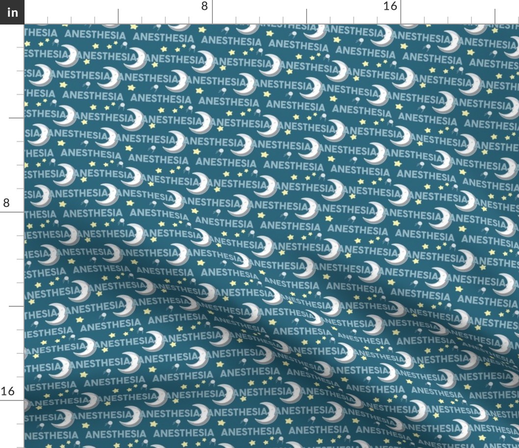 Anesthesia Moon and Stars on Teal 
