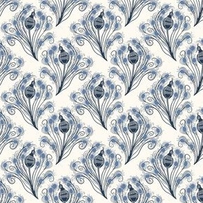 Peacock Paisley Feathers in blue - Small size