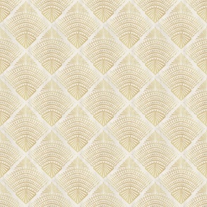 (S) Minimalist Deconstructed Seashells  // Soft Gold on Grunge Ivory