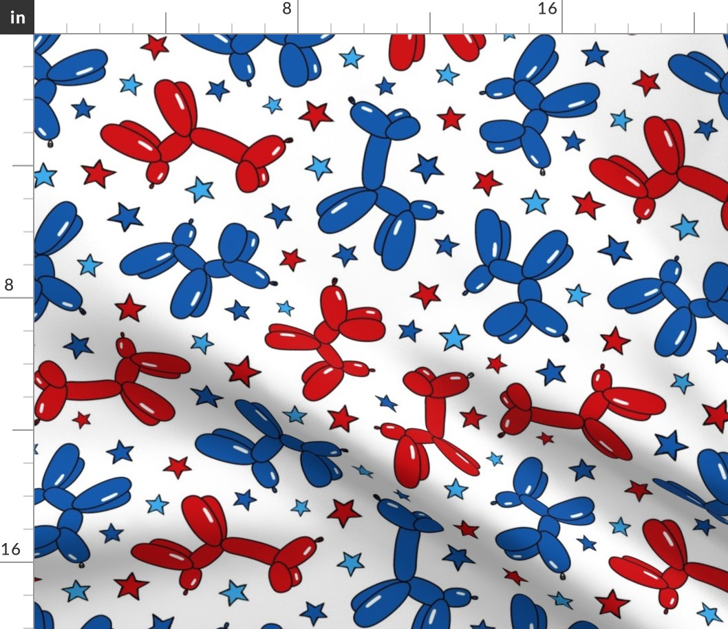 XL Scale Balloon Animal Dogs in Patriotic Red Blue and White