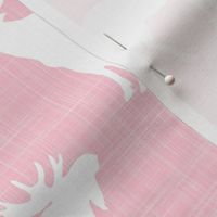 Bigger Moose Silhouettes on Baby Pink Crosshatch
