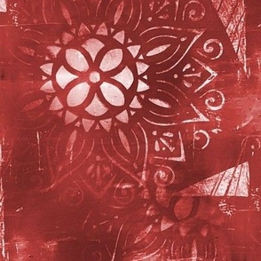 Zen Mandala Abstract in Deep red and white