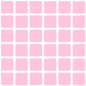 Pink Grid Windowpane Squares in Pastel Pink and White - Large - Girl's Room,  Pastel Pink Squares, Pastel Easter Checks