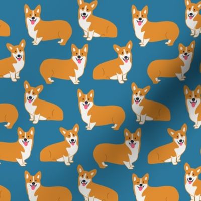 Welsh Corgis on Blue 32