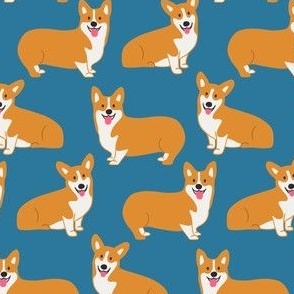 Welsh Corgis on Blue 32