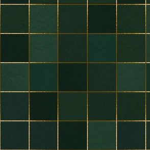 Faux tiles Gilded green textured gold seams (large)