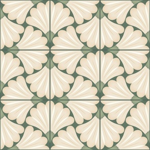 (M) Welcome Wallpaper- Warm green floral tiles