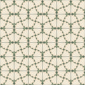 (S) Welcome Wallpaper- Warm green floral tiles