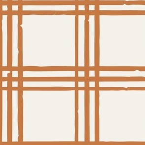 Triple plaid textured check organic stripes brown rust jumbo