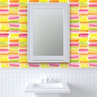 Large Bright Pink Orange Yellow and Lime Green Watercolor Horizontal Blocks with White Background