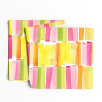 Large Bright Pink Orange Yellow and Lime Green Watercolor Horizontal Blocks with White Background