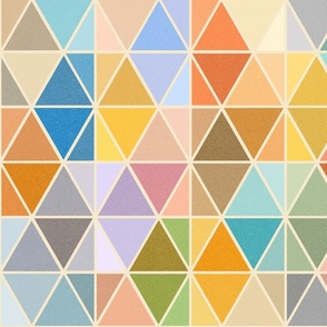 (L) Rainbow Hexagons / Light Modern Mid Century Pastel / Large Scale or Wallpaper