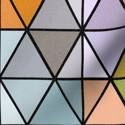 (L) Rainbow Hexagons / Dark Modern Mid Century Pastel / Large Scale or Wallpaper