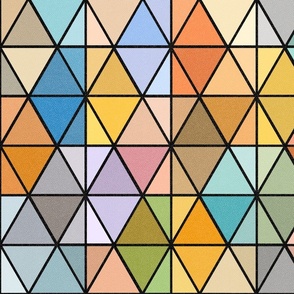 (L) Rainbow Hexagons / Dark Modern Mid Century Pastel / Large Scale or Wallpaper