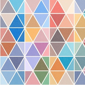 (L) Rainbow Hexagons / Blue Pastel / Large Scale or Wallpaper