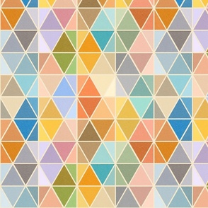 (M) Rainbow Hexagons / Light Modern Mid Century Pastel / Medium Scale