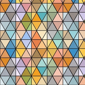 (M) Rainbow Hexagons / Dark Modern Mid Century Pastel / Medium Scale