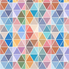 (M Rainbow Hexagons / Blue Pastel / Medium Scale
