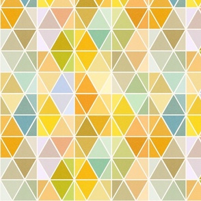 (M) Rainbow Hexagons / Yellow Pastel / Medium Scale