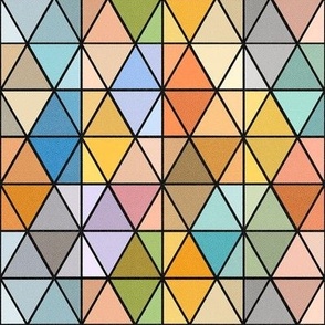(S) Rainbow Hexagons / Dark Modern Mid Century Pastel / Small Scale