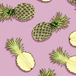 Pineapples, lilac background