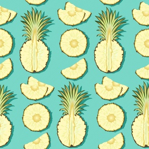 Tender pineapple, turquoise background