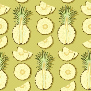 Tender pineapple, green background