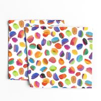 cute colorful watercolor scattered brushstrokes, playful marble color splashes on white background