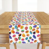 cute colorful watercolor scattered brushstrokes, playful marble color splashes on white background