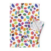 cute colorful watercolor scattered brushstrokes, playful marble color splashes on white background