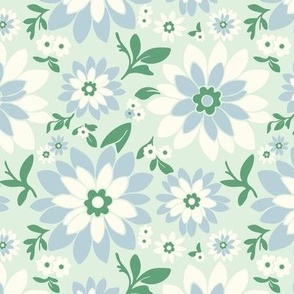 dropped blossoms - mint and blue