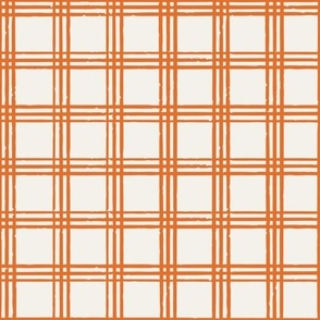 Triple plaid textured check organic stripes orange tangerine small