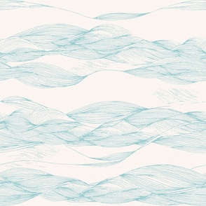 Large sea waves drawing lines in blue wallpaper