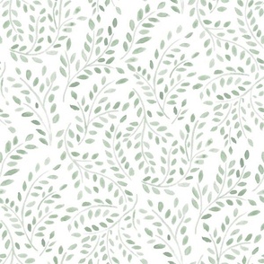 painterly organic watercolor leaves  //  sage green